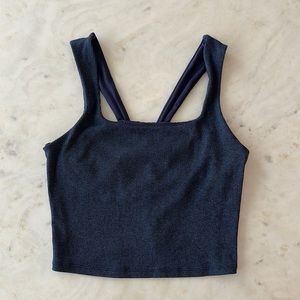 Alosoft Ribbed Chic Bra Tank - Navy